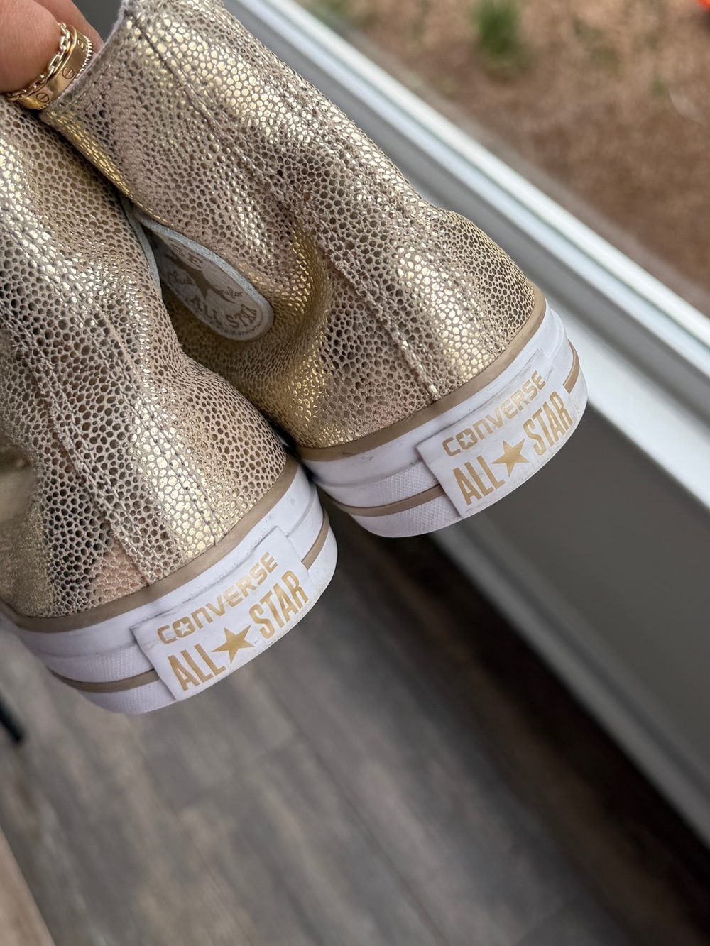 Converse All Star Hi sneakers in gold glitter #converse #glitter sz 8.5 women’s - Picture 4 of 6